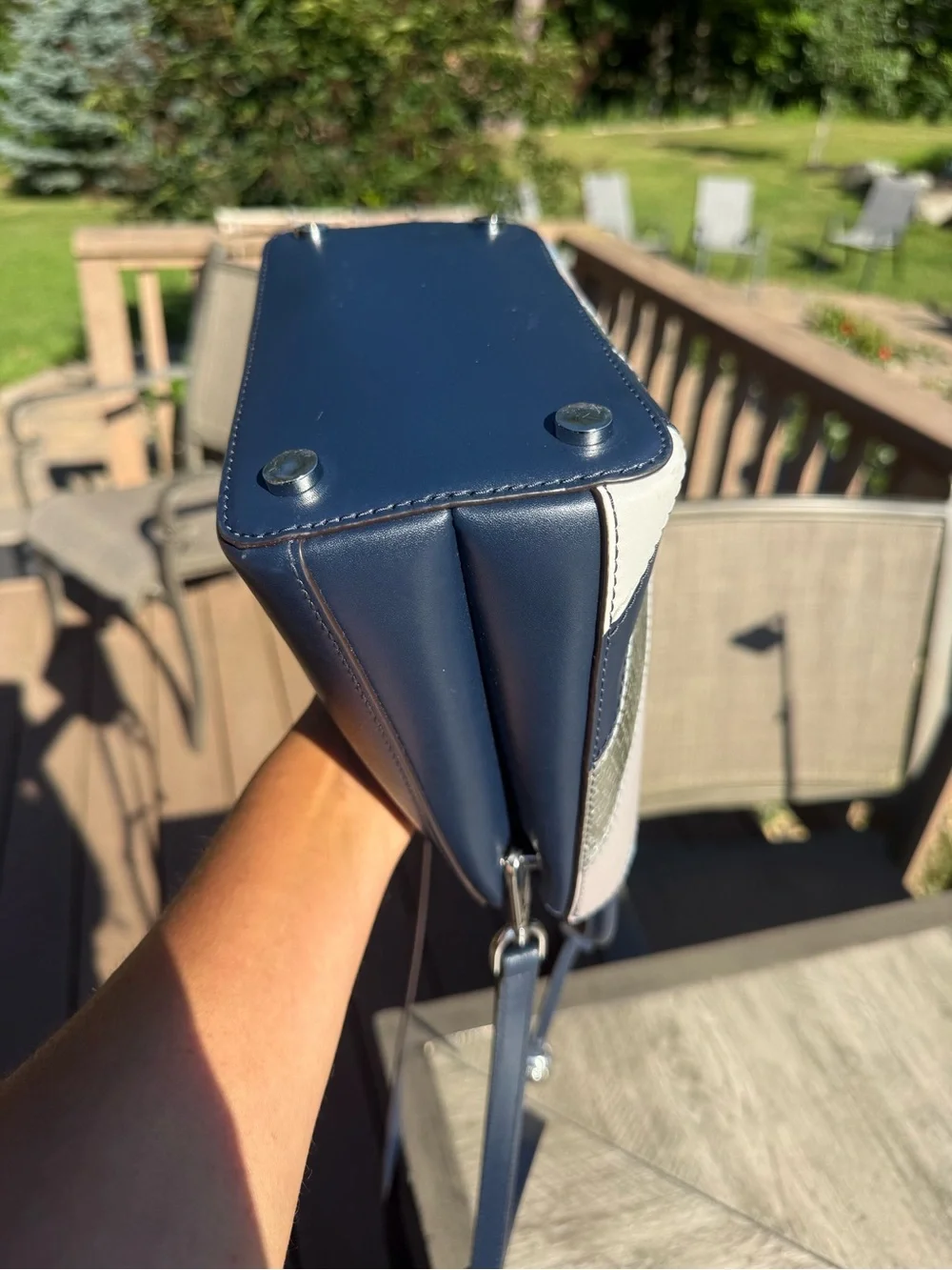 NWOT Michael Kors Adele Medium Messenger Bag Crossbody Blue Leather Pattern